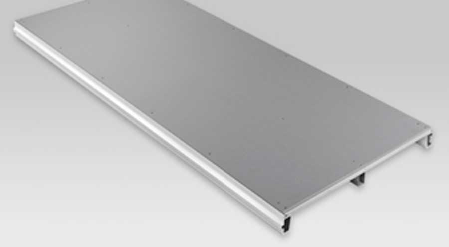 Grauer Systemfußboden von LEUBE